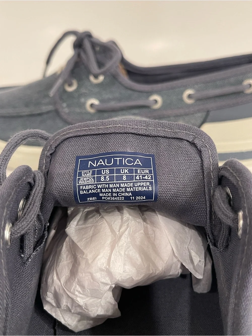 Nautica Men's Denim-Style Canvas Boat Shoes in Gray-Blue